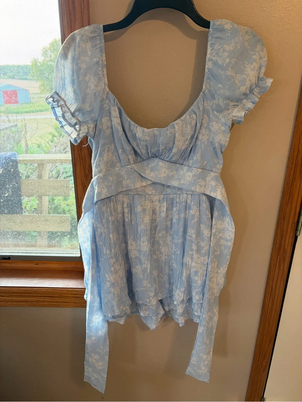 🤍Altar'd State Blue Puff-Sleeve Mini Dress - Picture 8 of 12